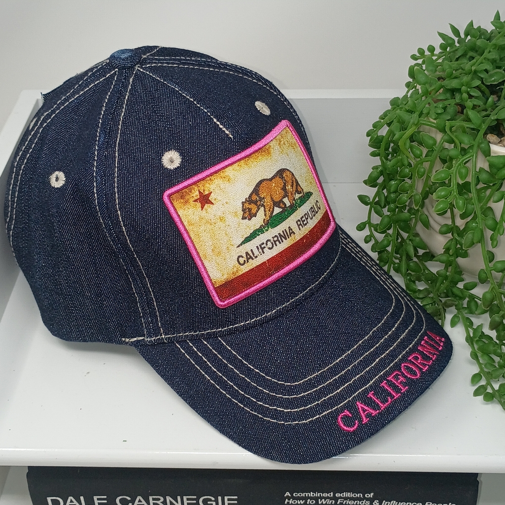 Robin Ruth Denim California Republic Hat - Blue and Pink - Picture 2 of 9